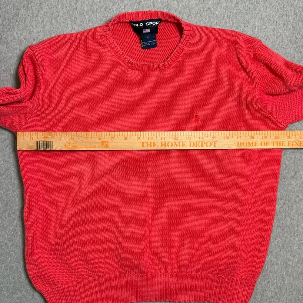 Vintage Polo Sport Ralph Lauren Sweater Red Women's Large L  Crewneck Pony Logo - Picture 6 of 7